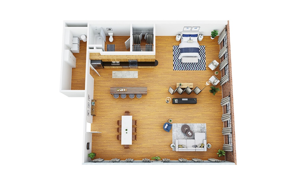 The Mitchell - 1 bedroom floorplan layout with 1 bath and 1445 to 1837 square feet.